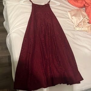 Wine lace halter dress